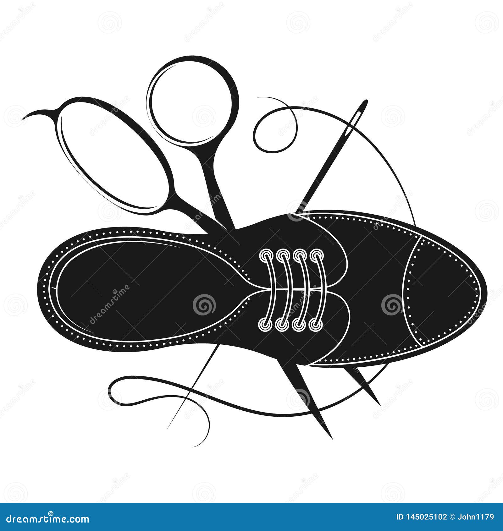 Shoe repair master design stock illustration. Illustration of