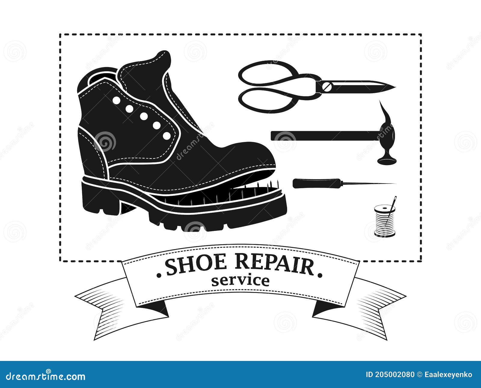 Shoe Repair Sign. Service Advertisement Stock Vector - Illustration of  trekking, sign: 200368999