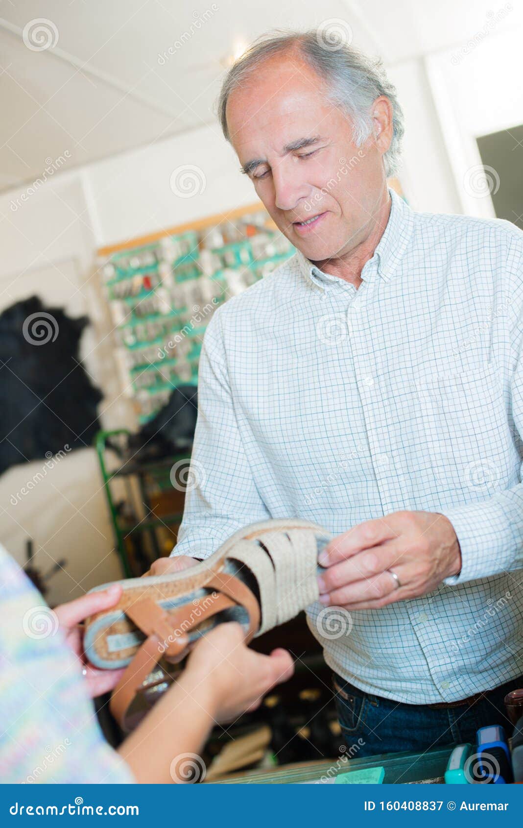 Shoe repair shop man stock image. Image of work, fashion 160408837