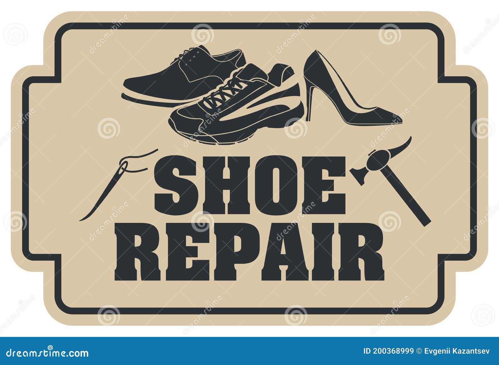 Shoe Repair Sign. Service Advertisement Stock Vector