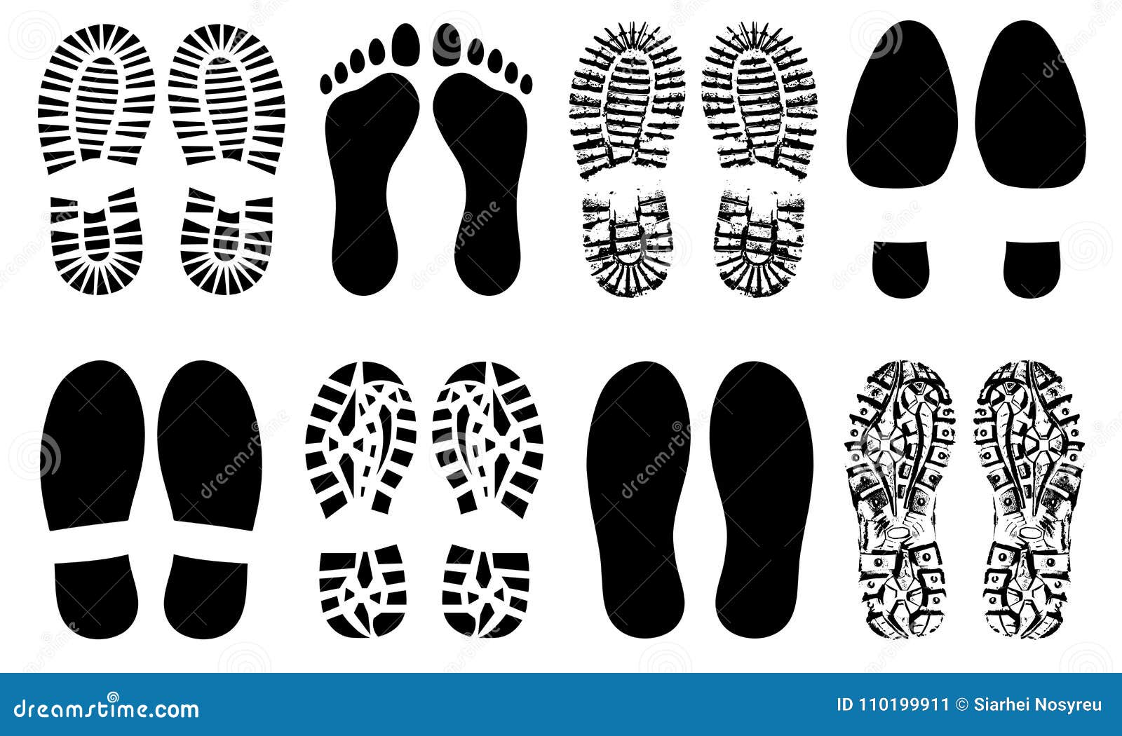 Shoe Sole, Foot Feet, Footprints Human Shoes Silhouette Vector. Stock ...