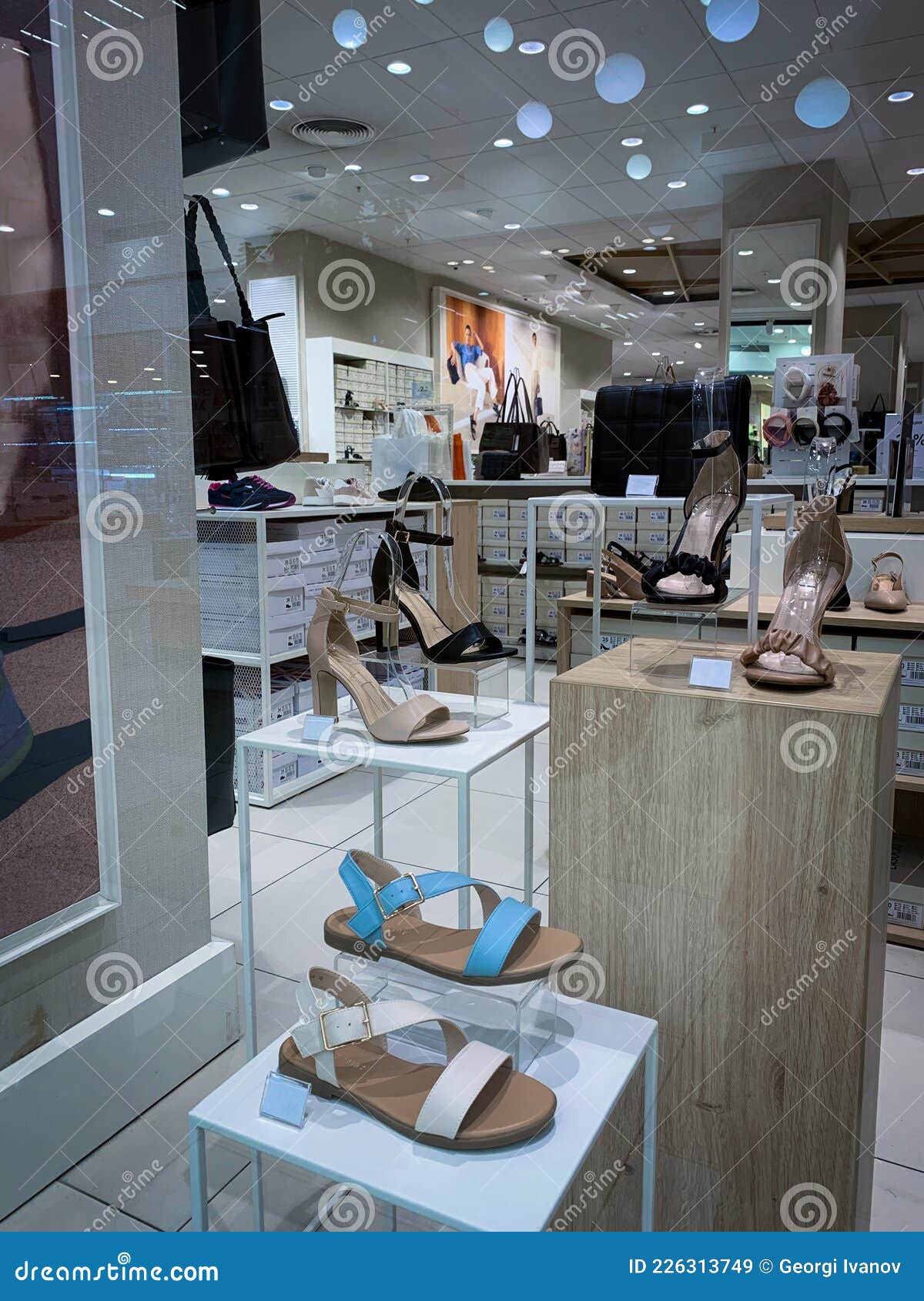 Shoe Store Window Display in a Shopping Mall. Stock Image - Image of ...