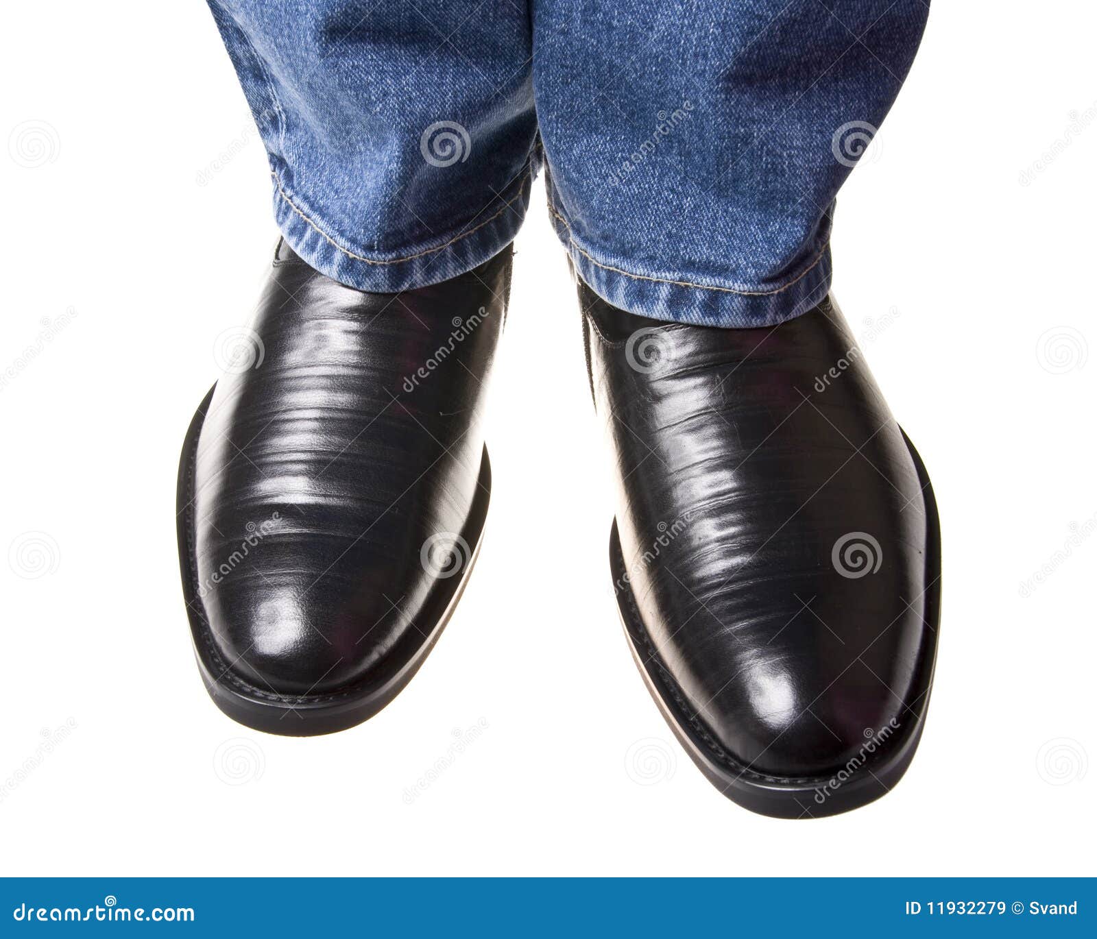 Shoe under jeans stock image. Image of garment, isolated 11932279