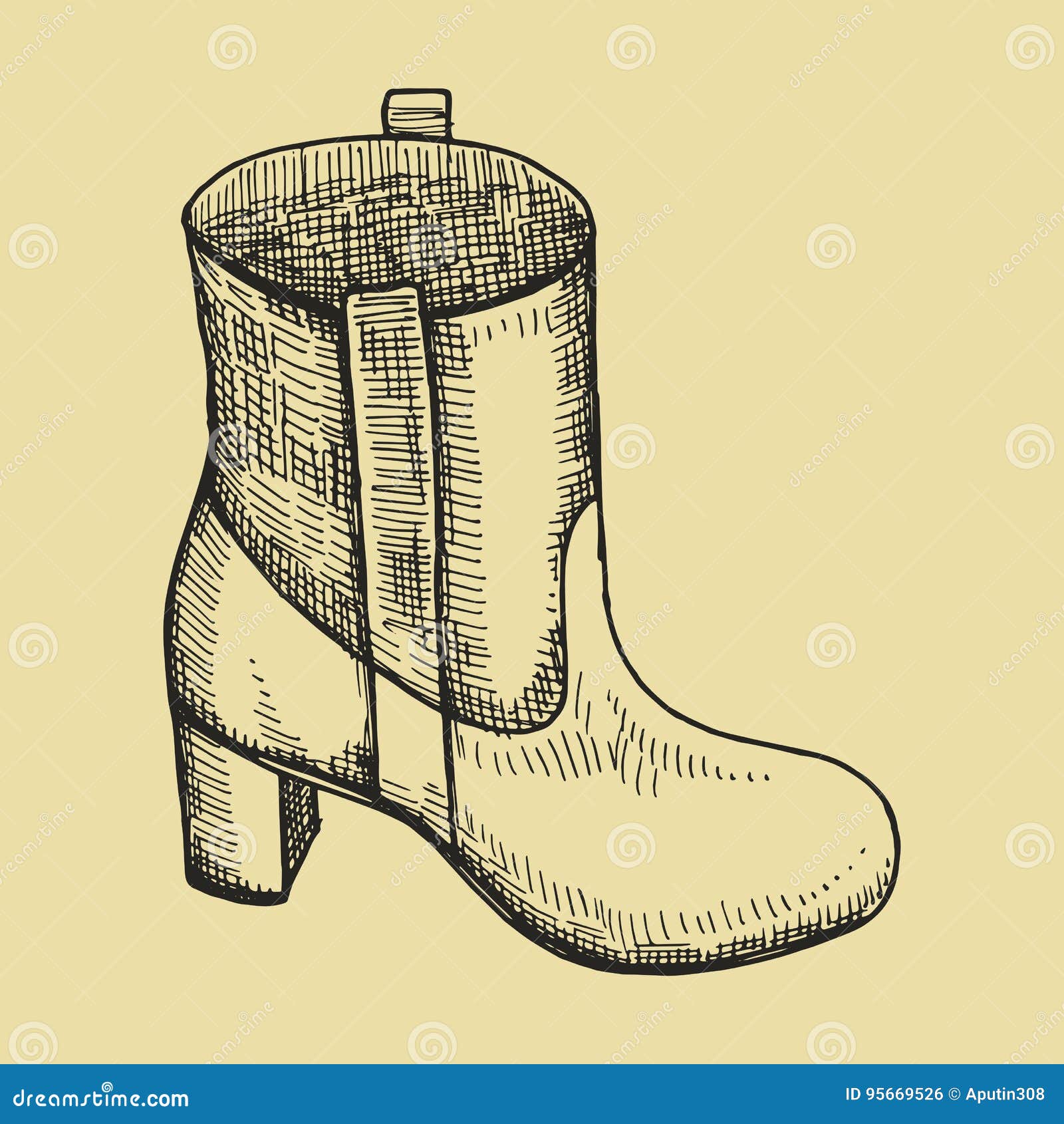 Shoe For Women On High Heels Pattern. Sketch Vector Illustration Stock
