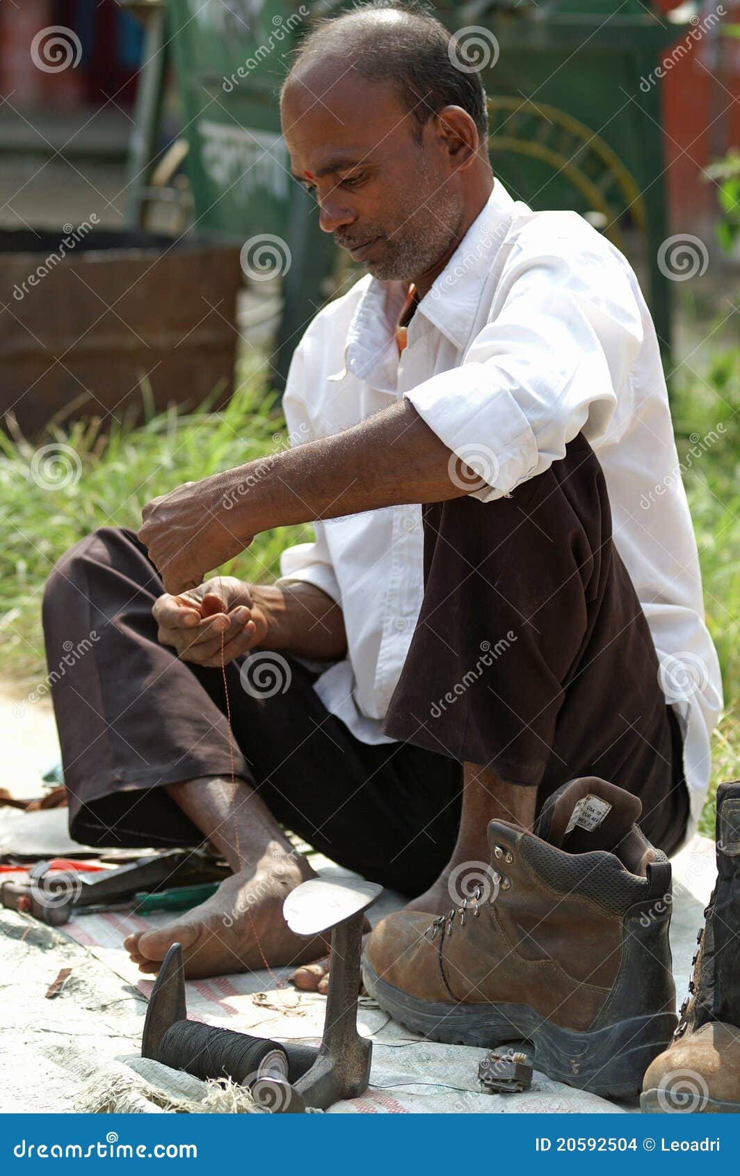 Shoemaker Works on the Street Editorial Stock Image Image of nepal
