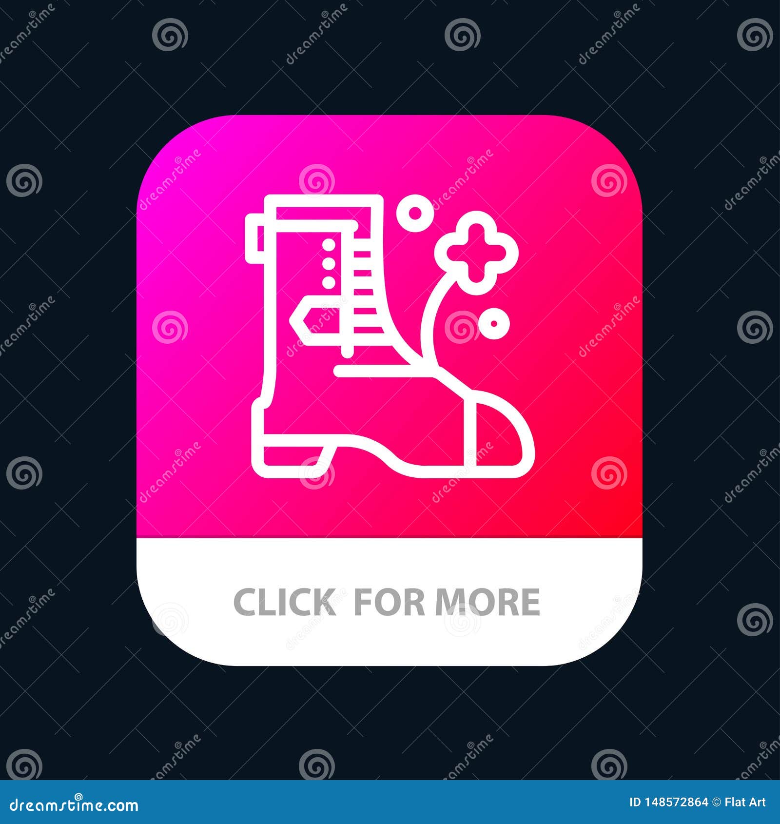Shoes, Boot, Ireland Mobile App Button. Android and IOS Line Version