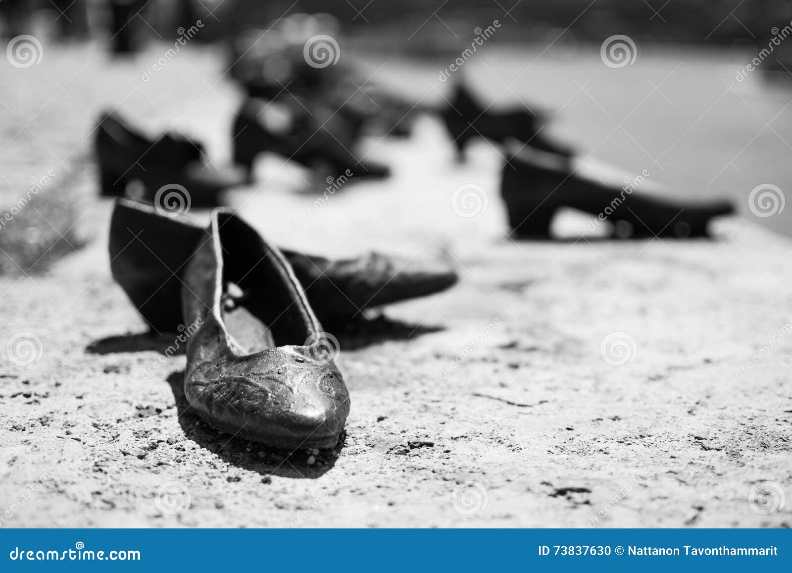 Shoes on Danube Bank. editorial image. Image of blackandwhite 73837630