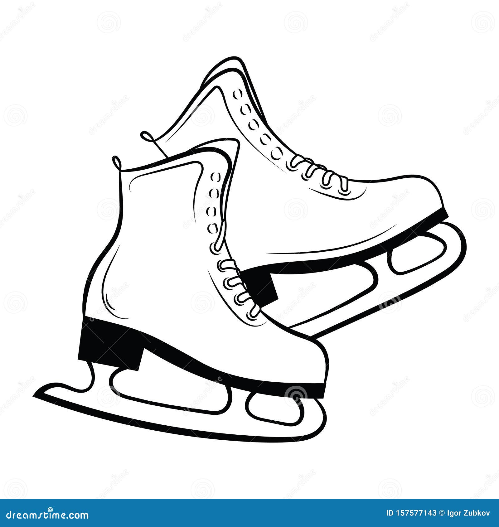 Shoes for Figure Skating. Black White Illustration of Ice Skates. Winter  Sport. Linear Art. Tattoo. Stock Vector - Illustration of blade, hanging:  157577143