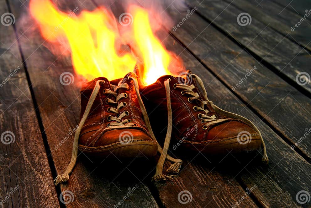 Shoes on fire stock photo. Image of shoe, concept, deck 7986756