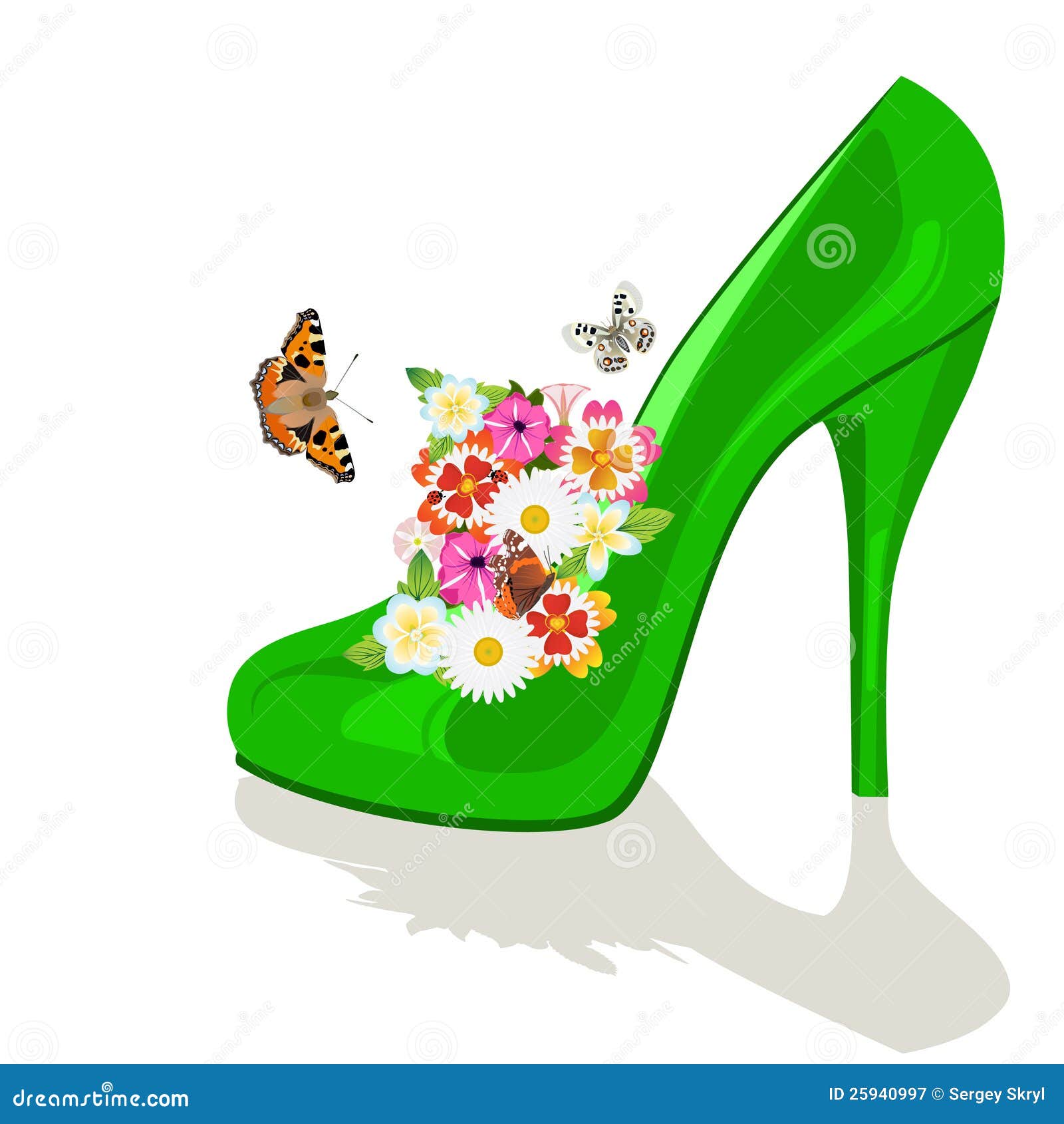 Shoes, Flowers and Butterflies Stock Vector Illustration of sleek