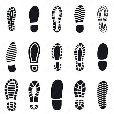 Shoes Footprint Silhouette Vector Set Stock Vector - Illustration of ...