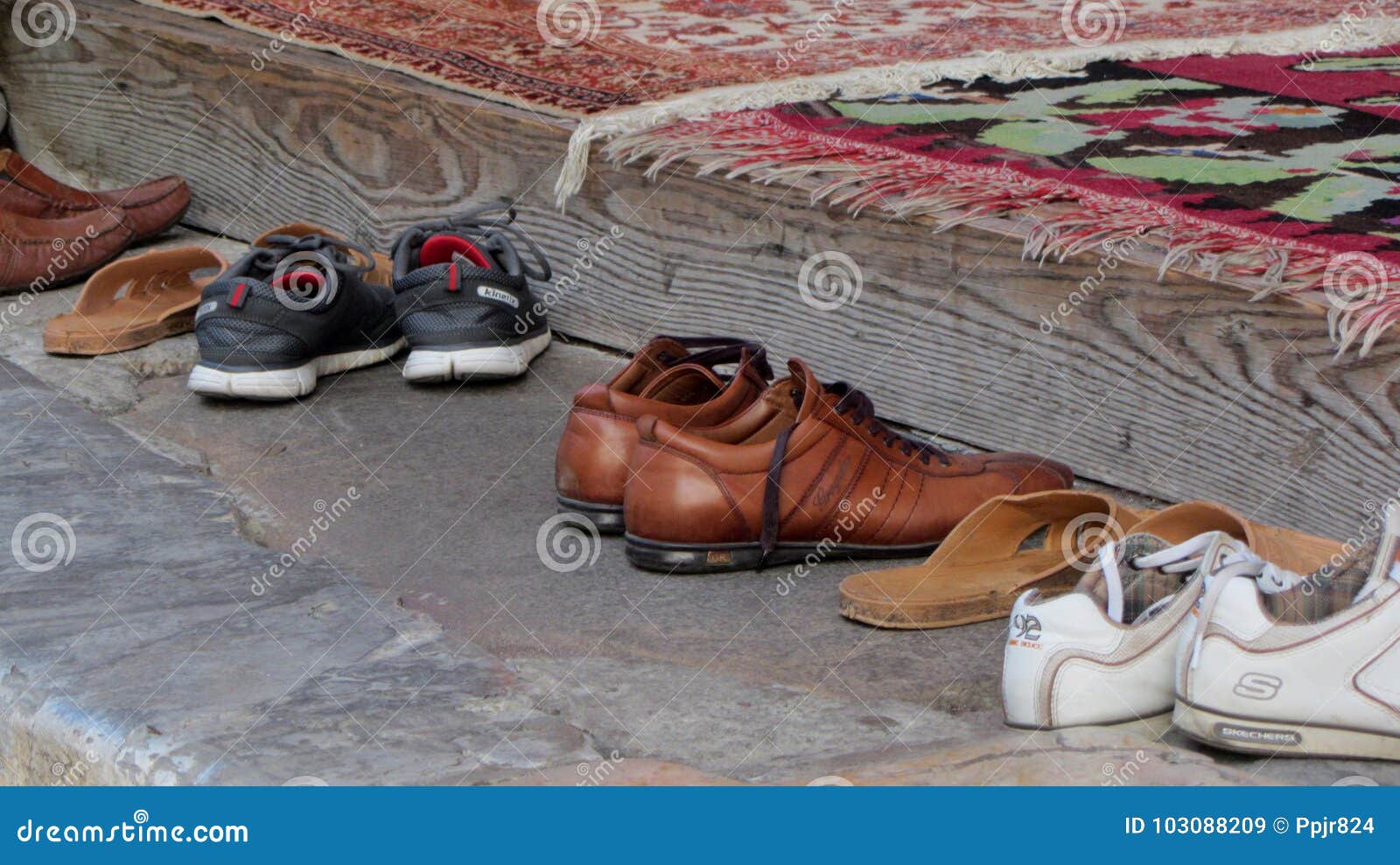 Shoes Outside Mosque during Prayer Editorial Stock Image Image of