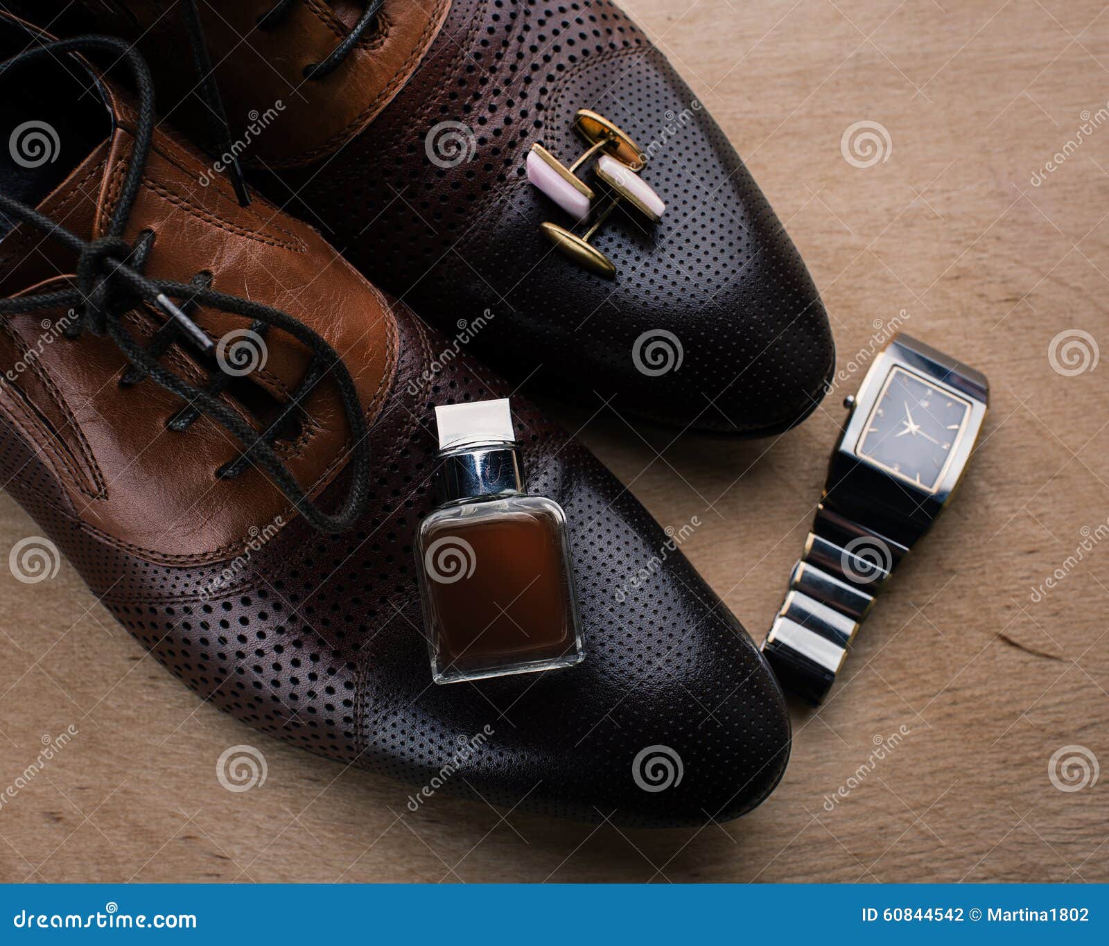 Shoes, Perfume and Cufflinks Stock Photo - Image of personal, minute ...