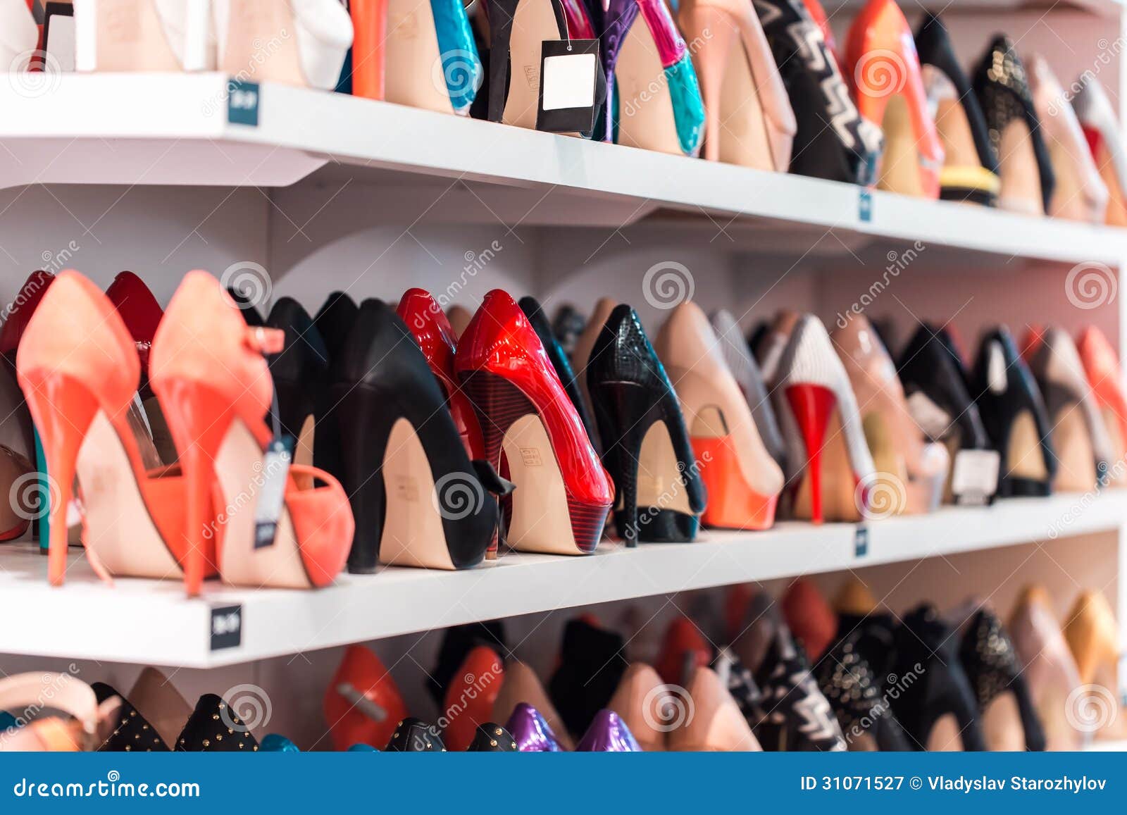 Shoes on the shelves stock image. Image of choice, gift - 31071527