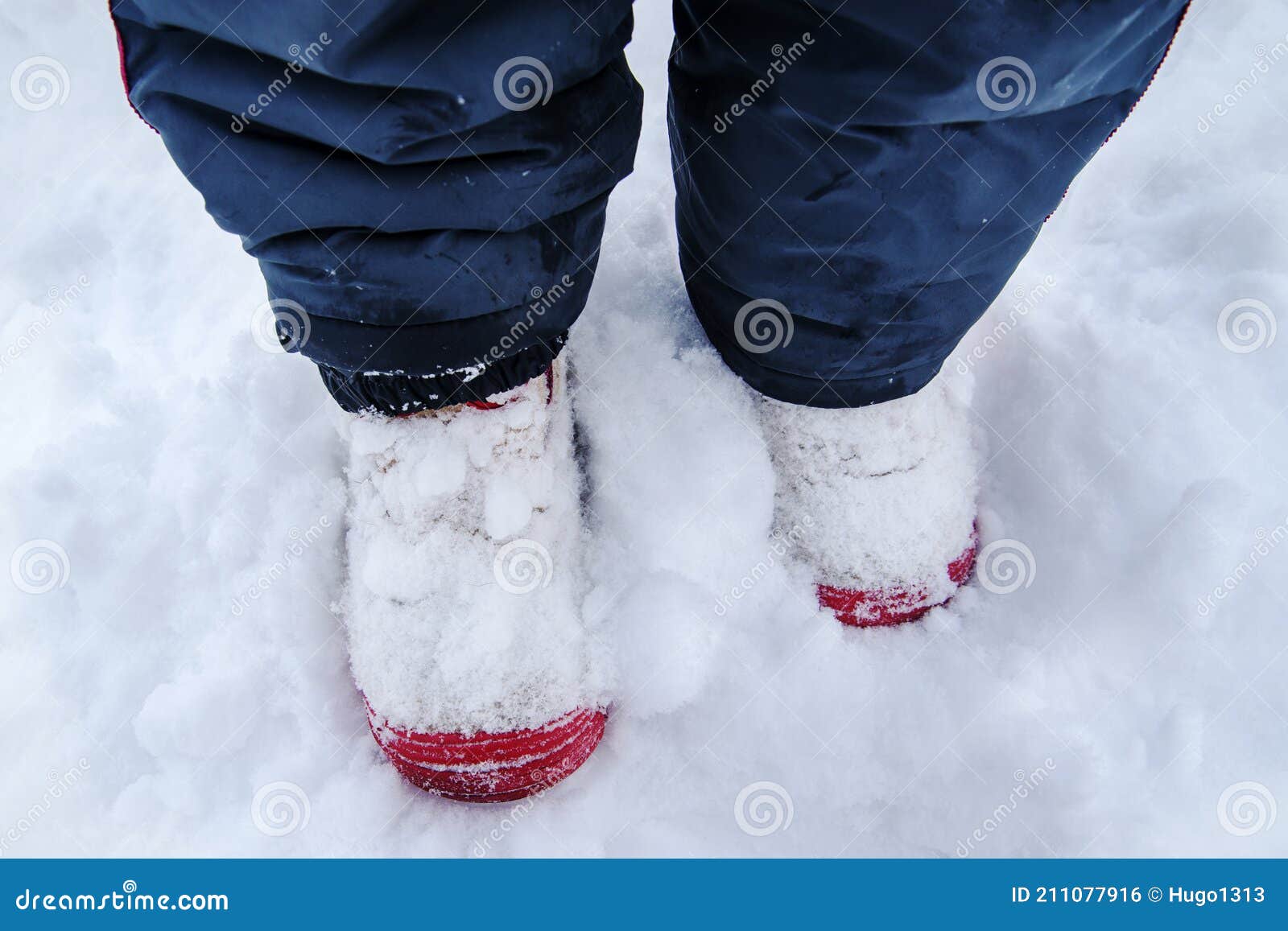 Shoes in the Snow. Walking in the Snow Stock Photo Image of child