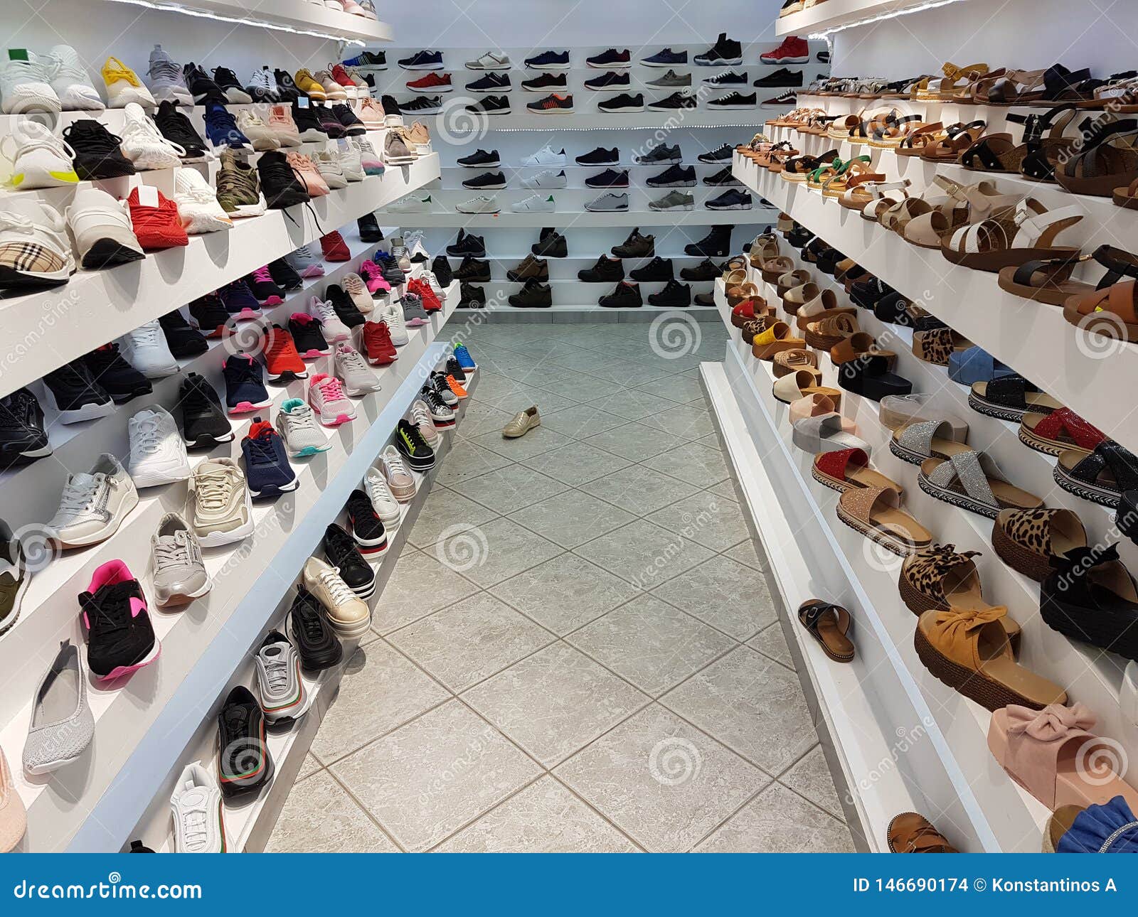 Shoes Sport Front Store Buing in Market Center Stock Photo - Image of ...