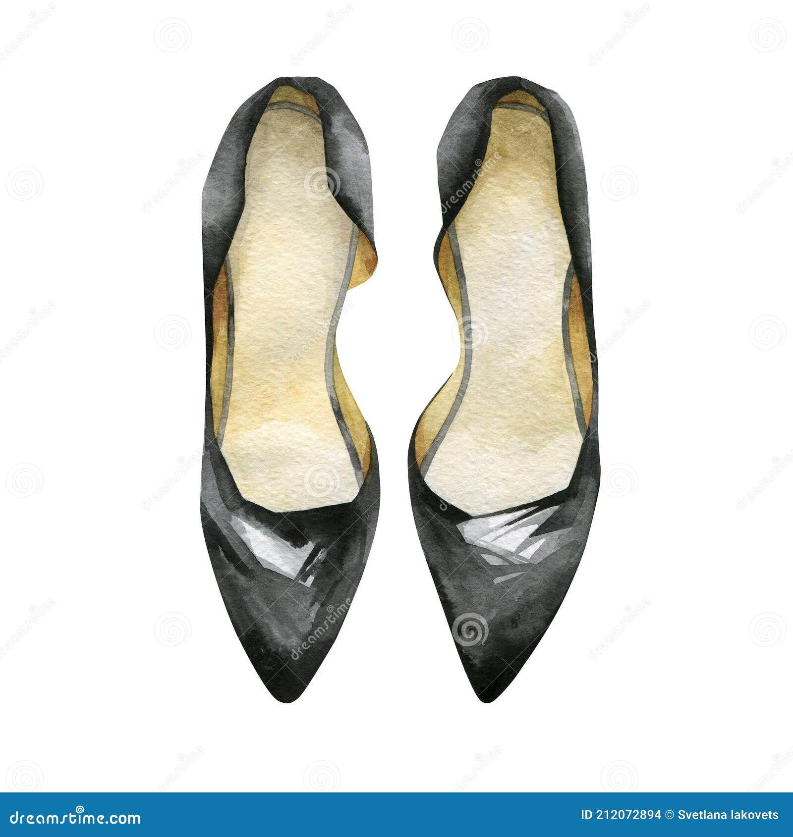 Women`s Black Classic Pumps without Heels. Drawing. Stock Photo - Image of dark: 212072894
