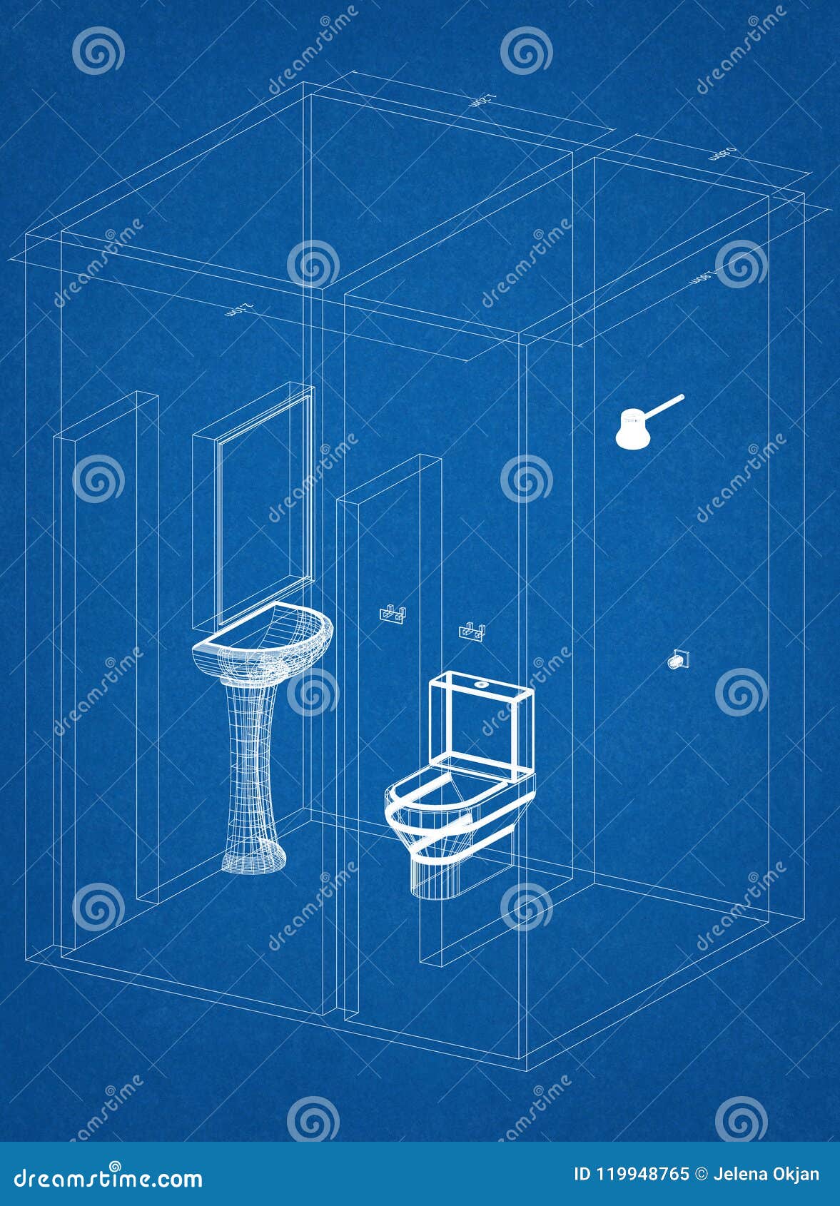 Bathroom Architect Blueprint Stock Illustration Illustration of