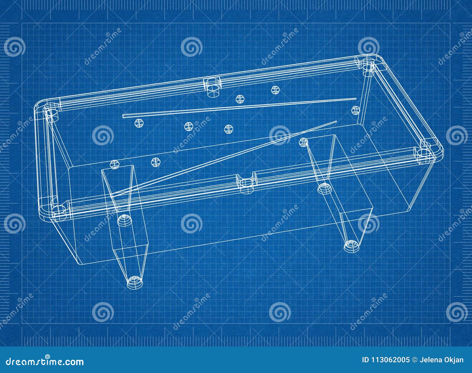 Billiard Pool Table 3D Blueprint Stock Illustration Illustration of