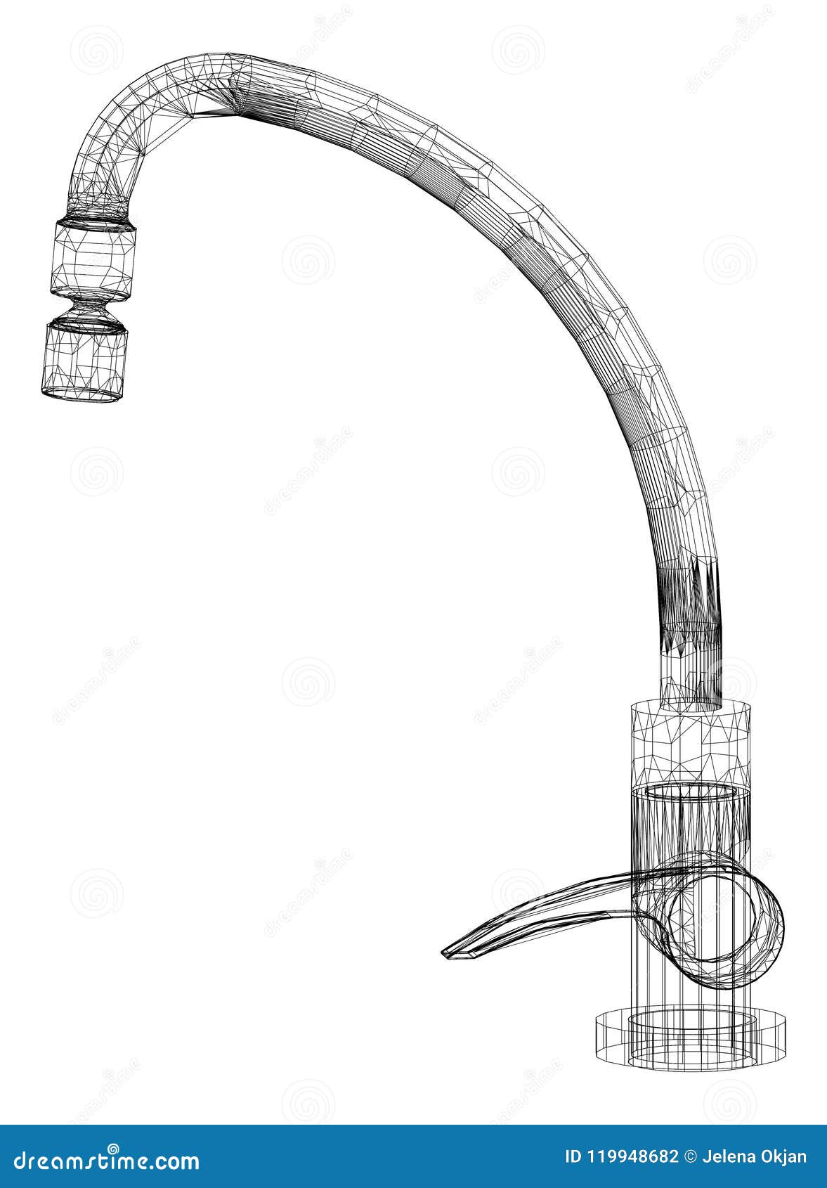 Faucet Architect Blueprint Isolated Stock Illustration Illustration