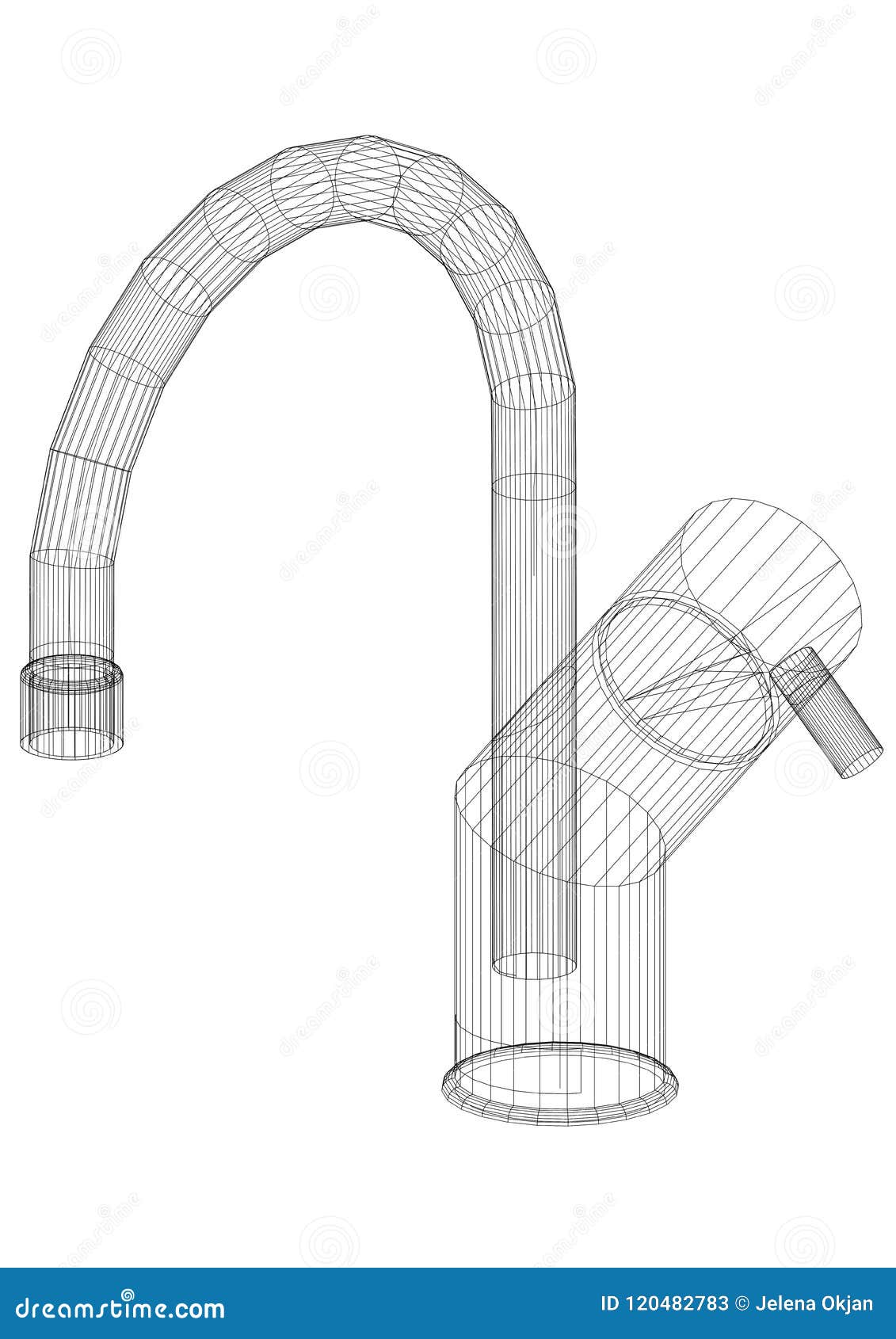 Faucet Architect Blueprint Isolated Stock Illustration Illustration
