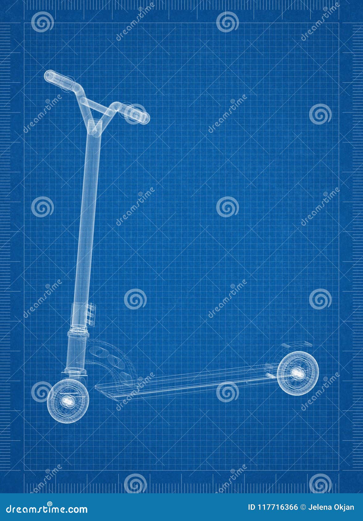 Kick Scooter Architect Blueprint Stock Photo Image of geometry, paper