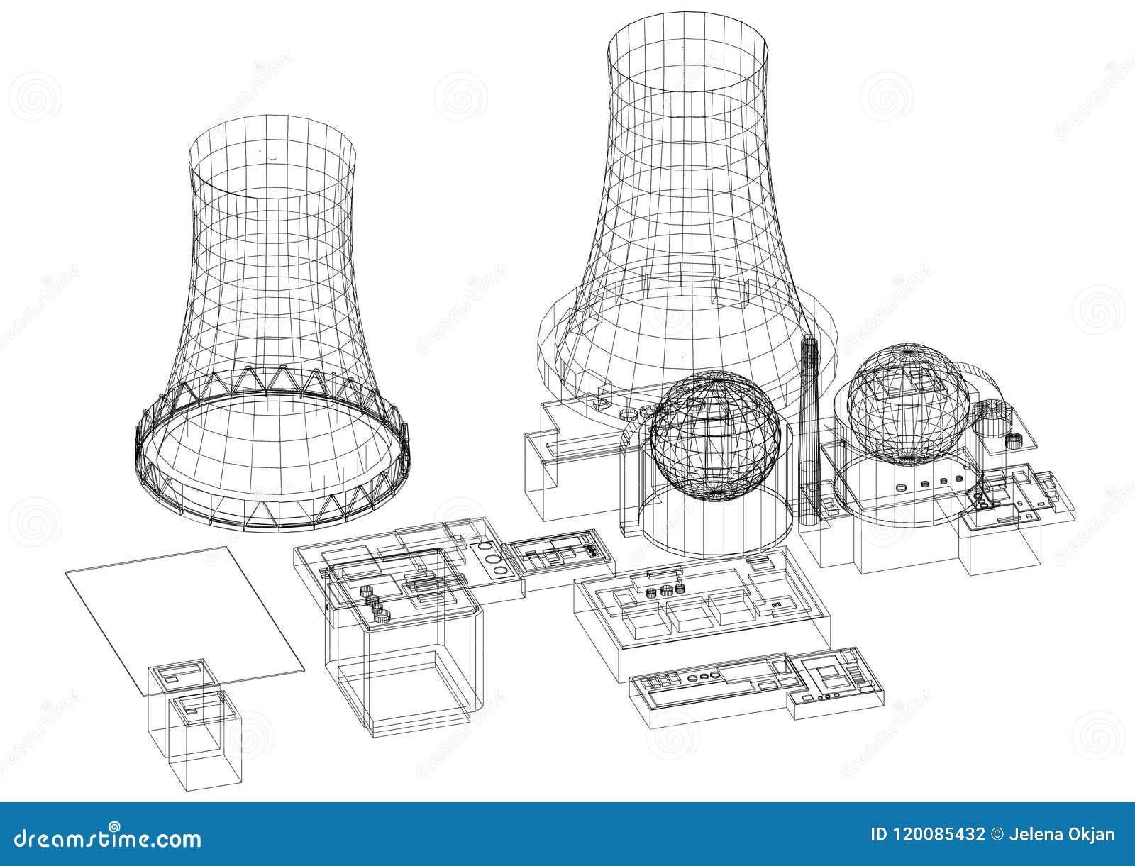 Power Reactor With Futuristic Interface HUD Cartoon Vector