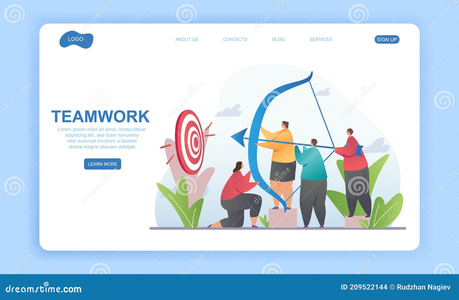 Shoot at a Target from a Bow for Teamwork Training Stock Vector