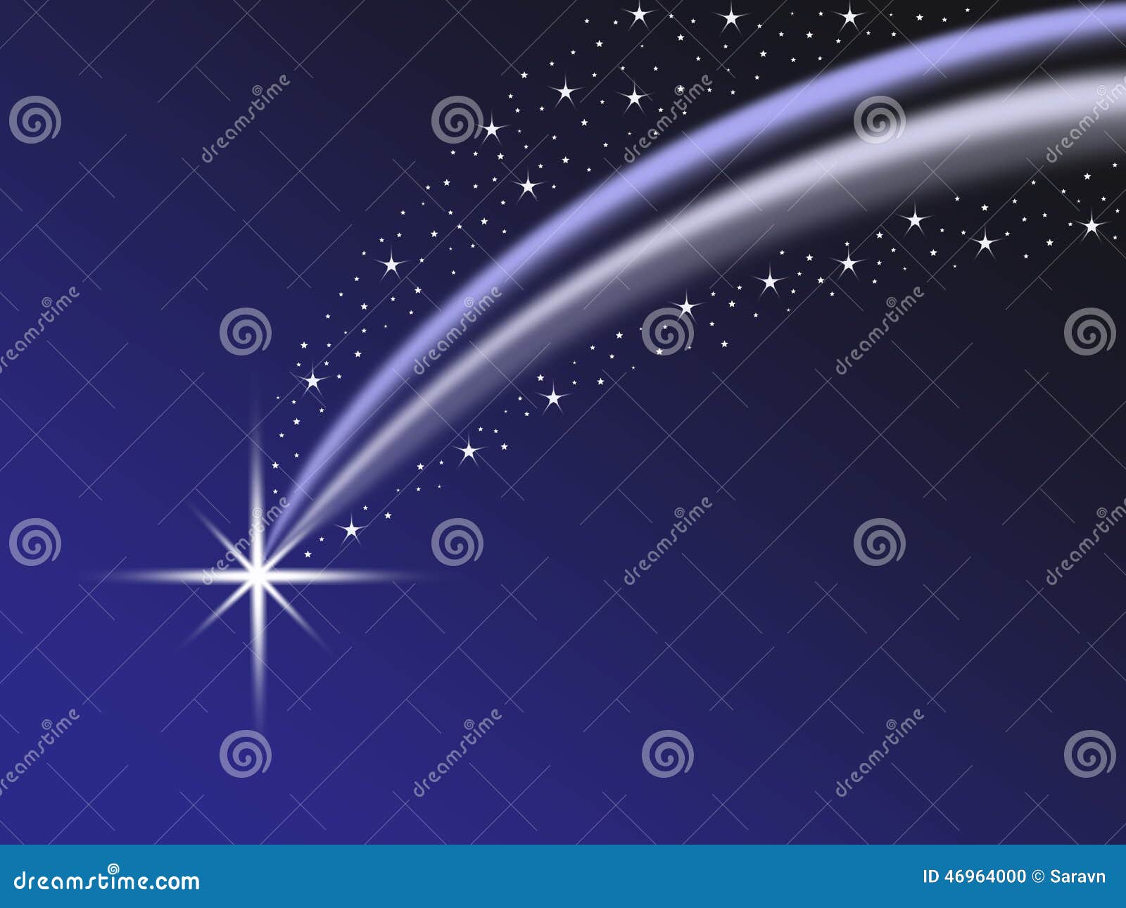 Shooting Wish Star with Tail and Star Field Stock Illustration -  Illustration of interstellar, shower: 46964000