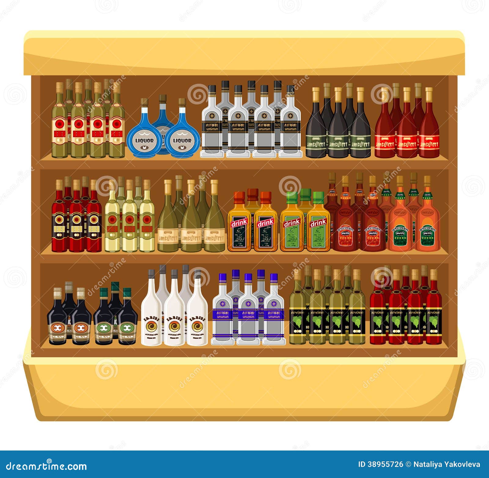 Shop alcoholic beverages. stock vector. Illustration of choice 38955726