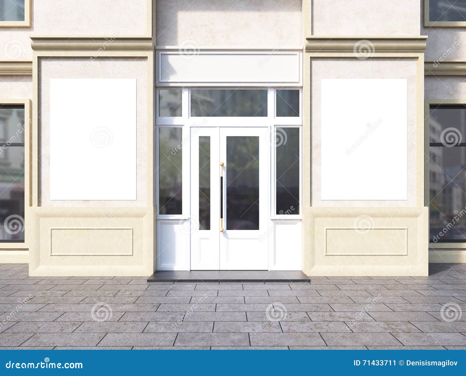 Shop Exterior with Blank Posters Stock Illustration Illustration of