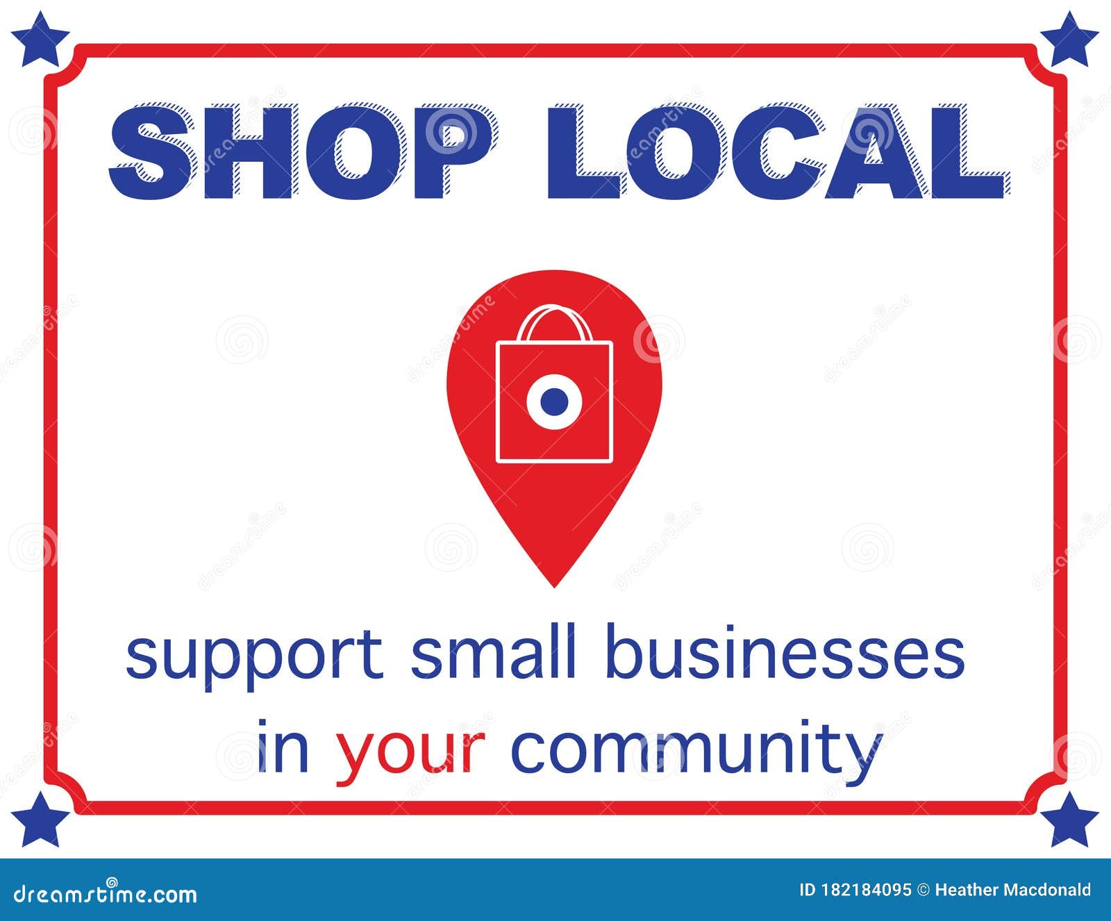 shop local support small businesses in your community sign in red white and blue