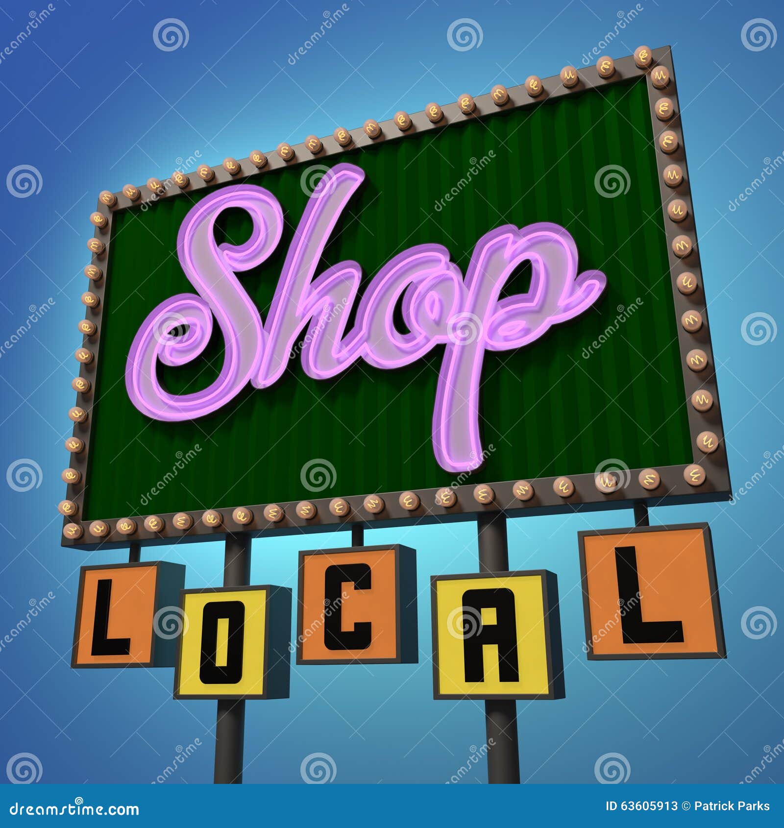 shop local neon sign