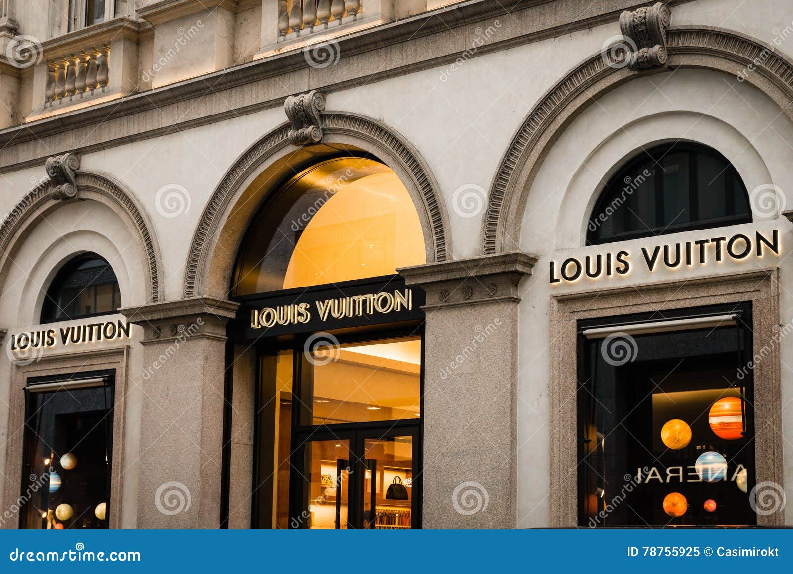 Shop Window and Entrance of a Louis Vuitton Shop in Milan Editorial ...