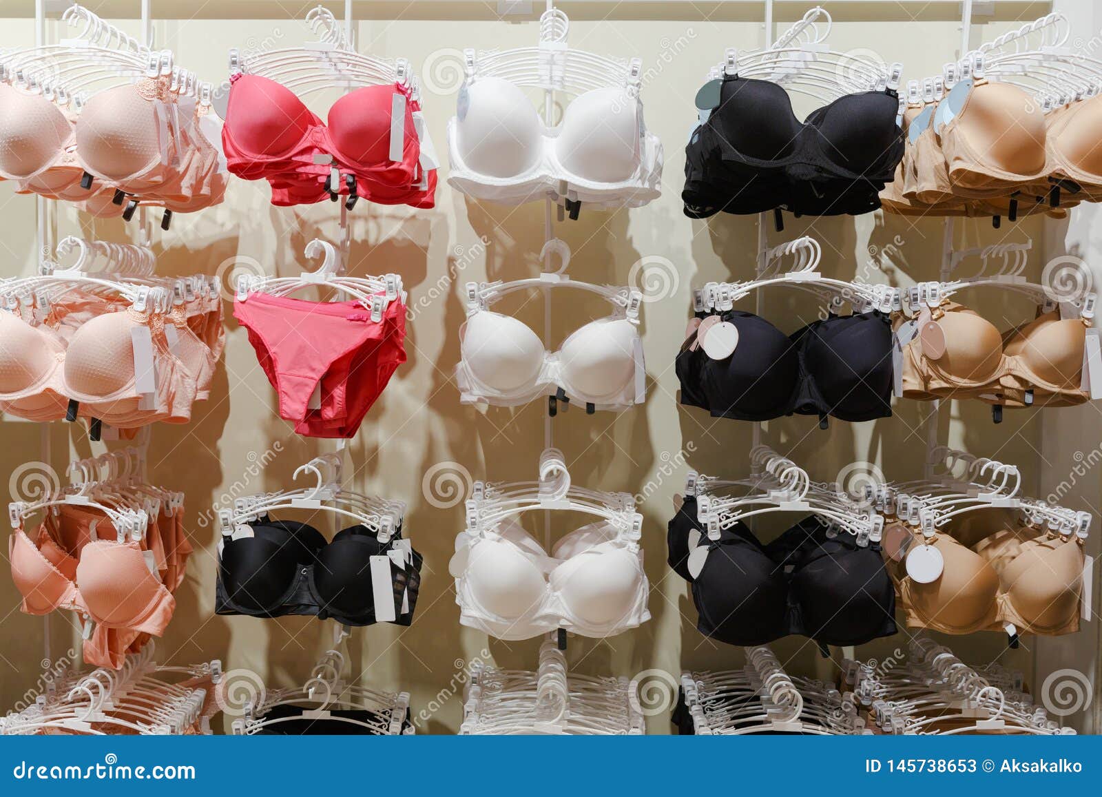 Shop Woman Underwear Clothes, Bra in the Shopping Mall Stock Image