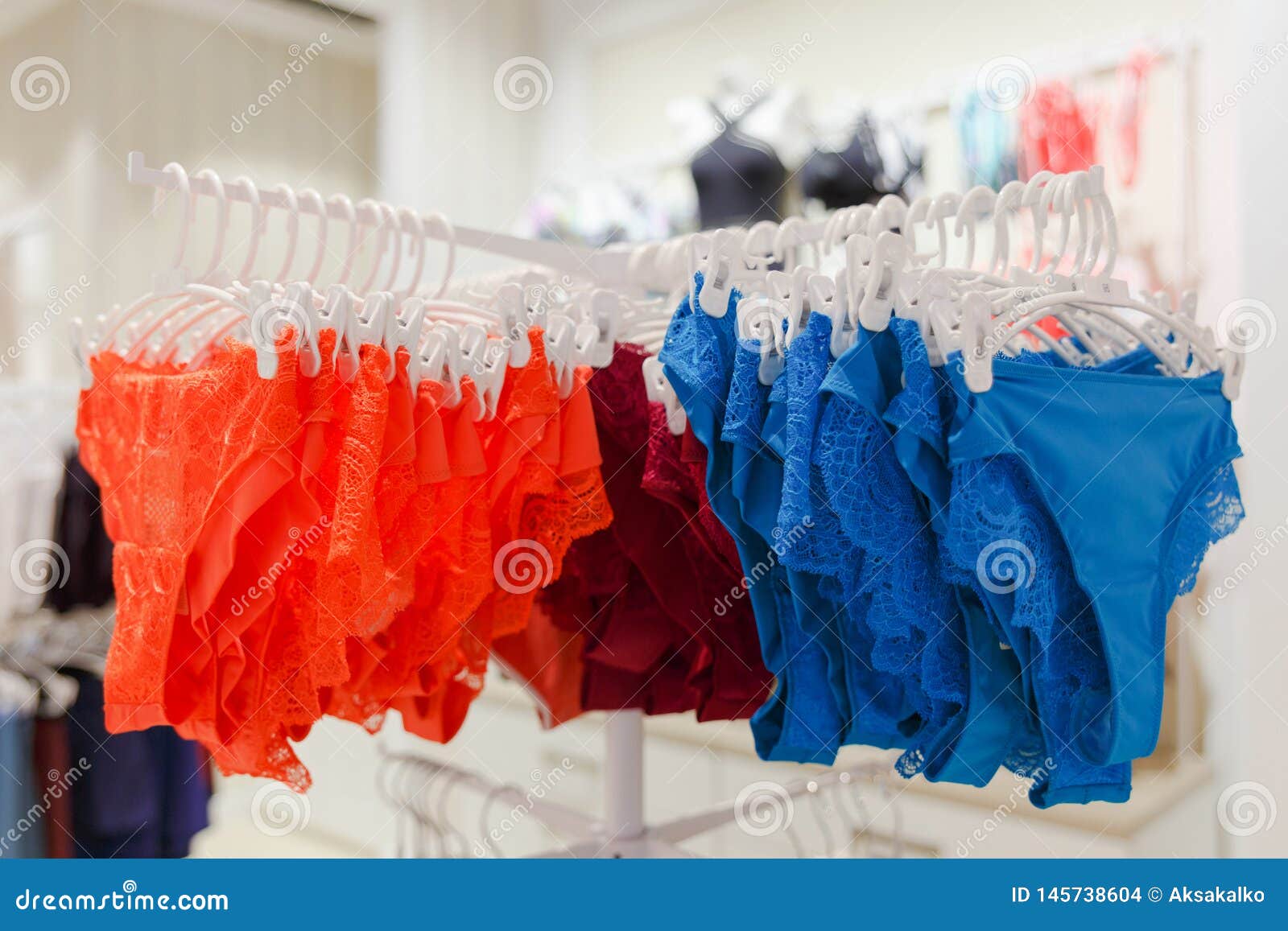 Shop Woman Underwear Panties in the Shopping Mall Stock Photo