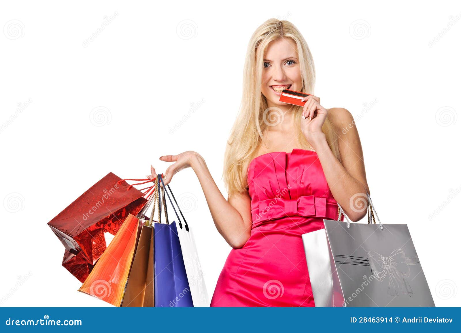 shopaholic. picture of lovely woman with shopping bags