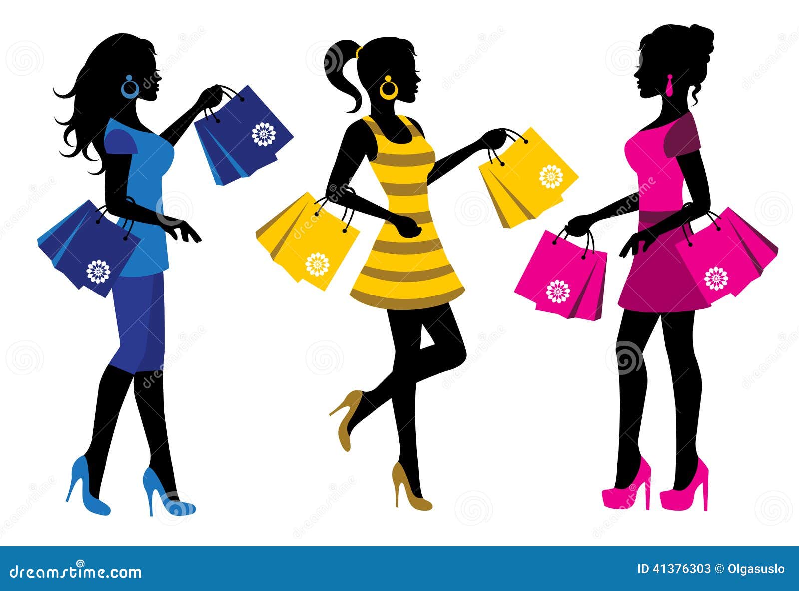 Shopaholics stock vector. Illustration of customer, black - 41376303