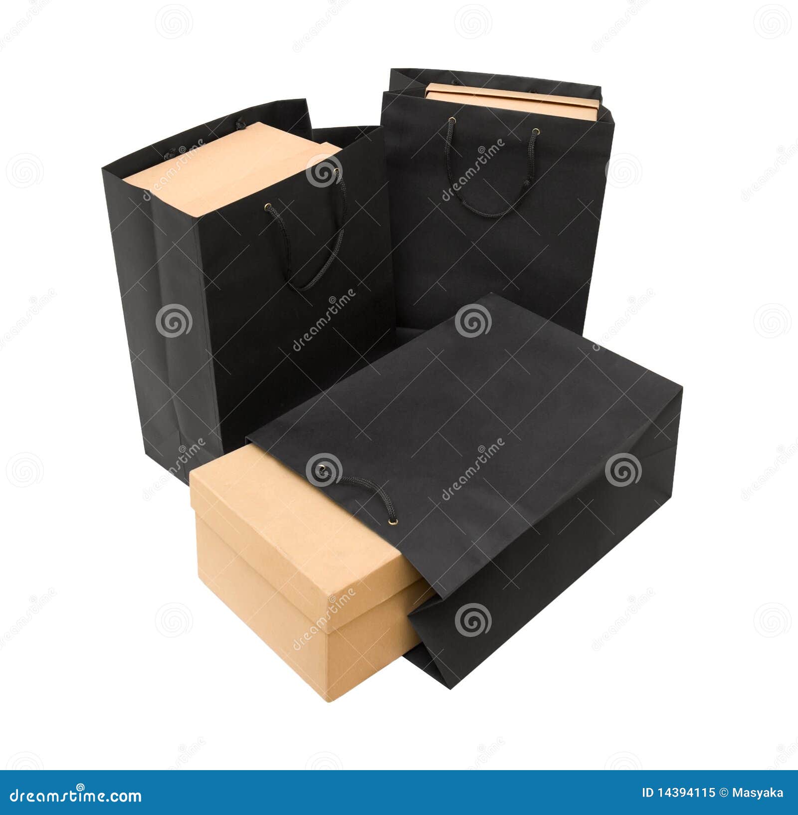 Shopping Bag and Box. Isolated on White Stock Image Image of gift