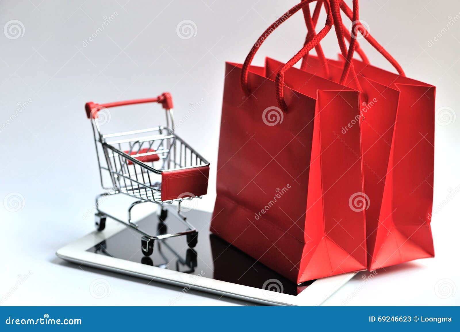 Shopping Bag and Cart with Pad Stock Image Image of buyer, commercial