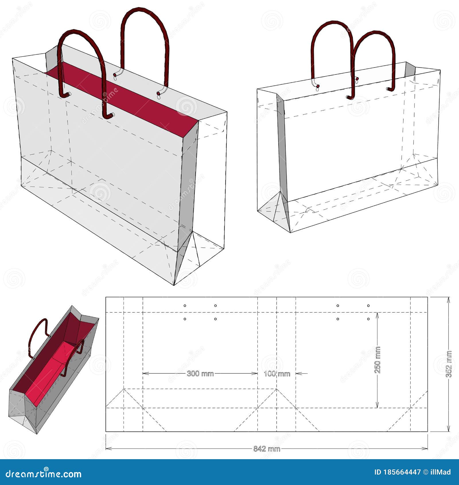 Shopping Bag and Diecut Pattern. Stock Vector Illustration of empty
