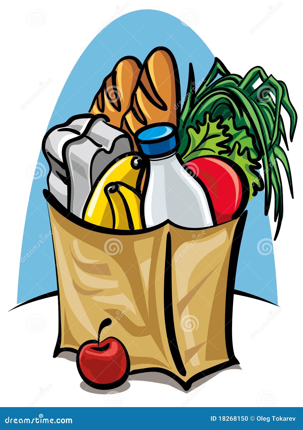 Shopping bag with food stock vector. Illustration of supermarket 18268150