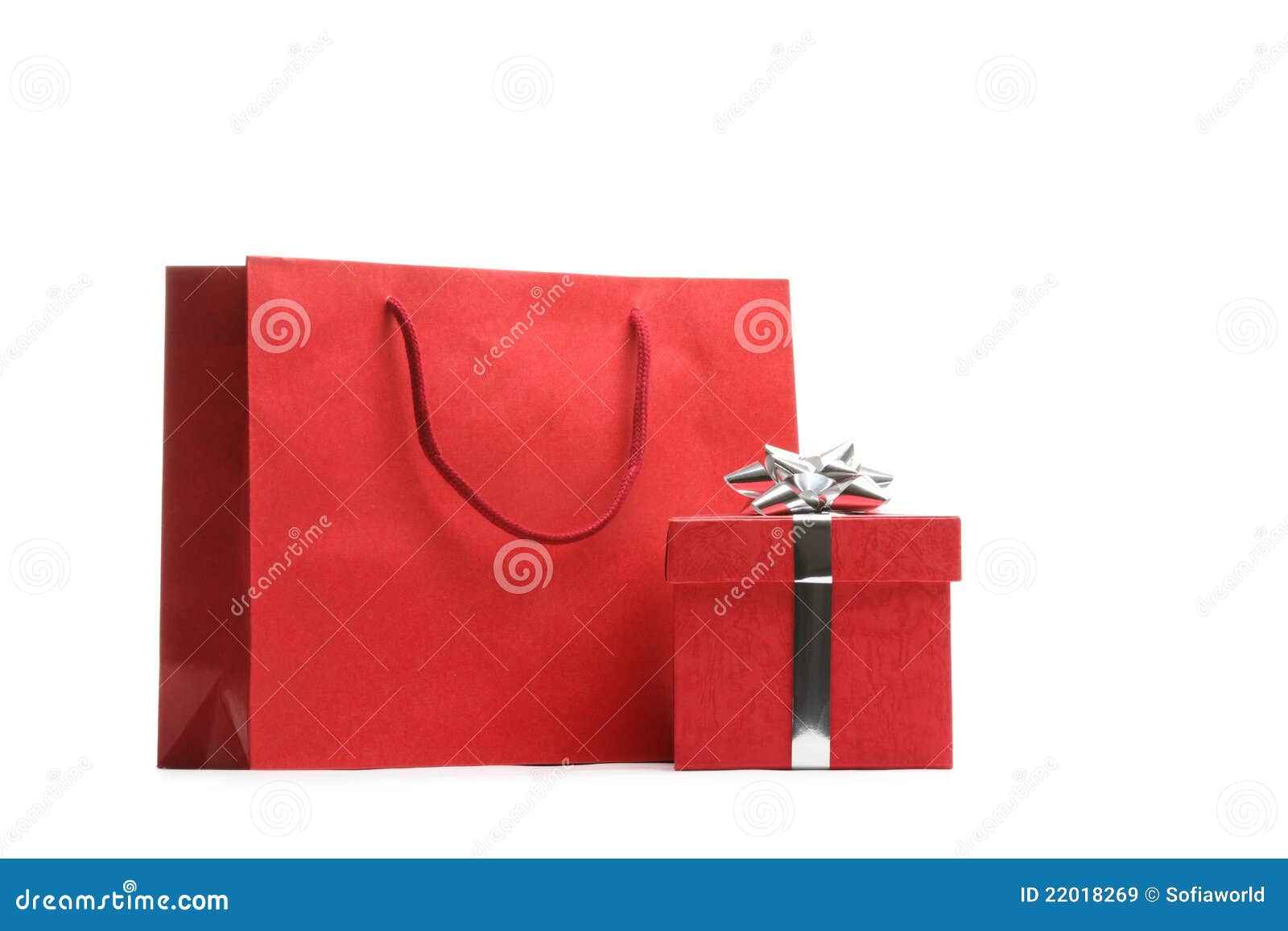 Shopping bag and gift box stock image. Image of giving 22018269