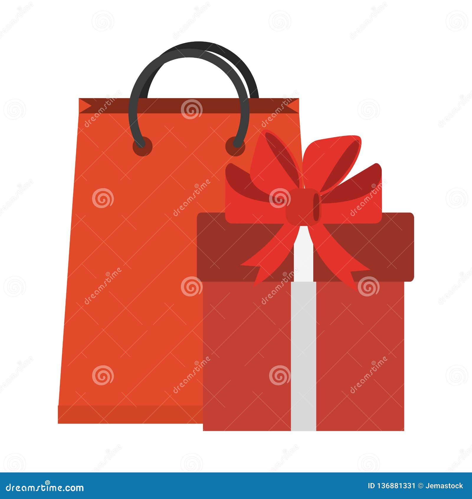 Shopping bag and gift box stock vector. Illustration of empty 136881331