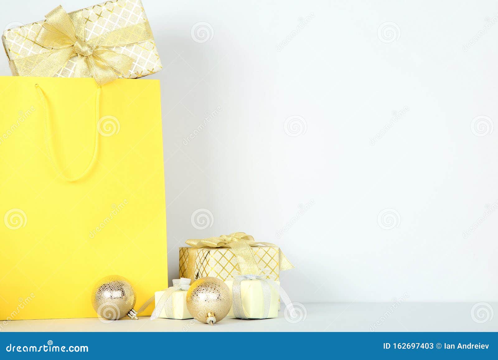 Shopping Bag with Gift Boxes Stock Image Image of fashion, market 162697403