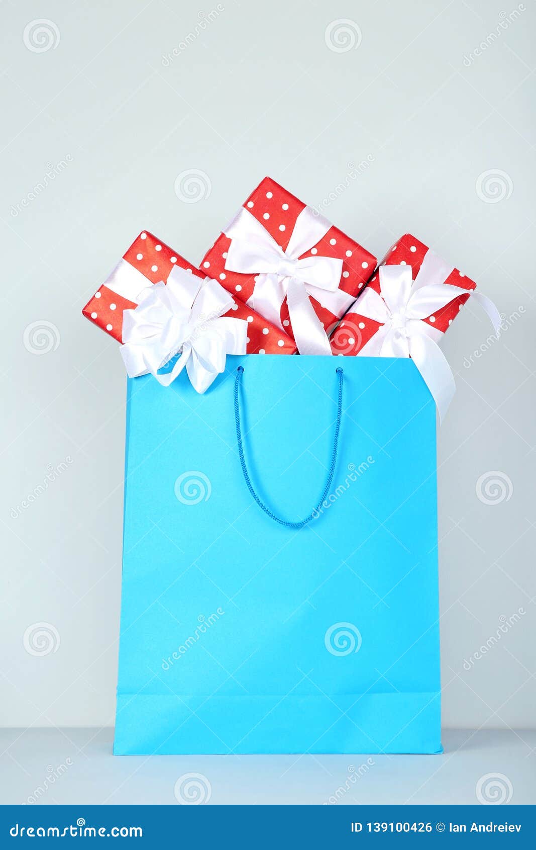 Shopping Bag with Gift Boxes Stock Photo Image of commercial, colorful 139100426