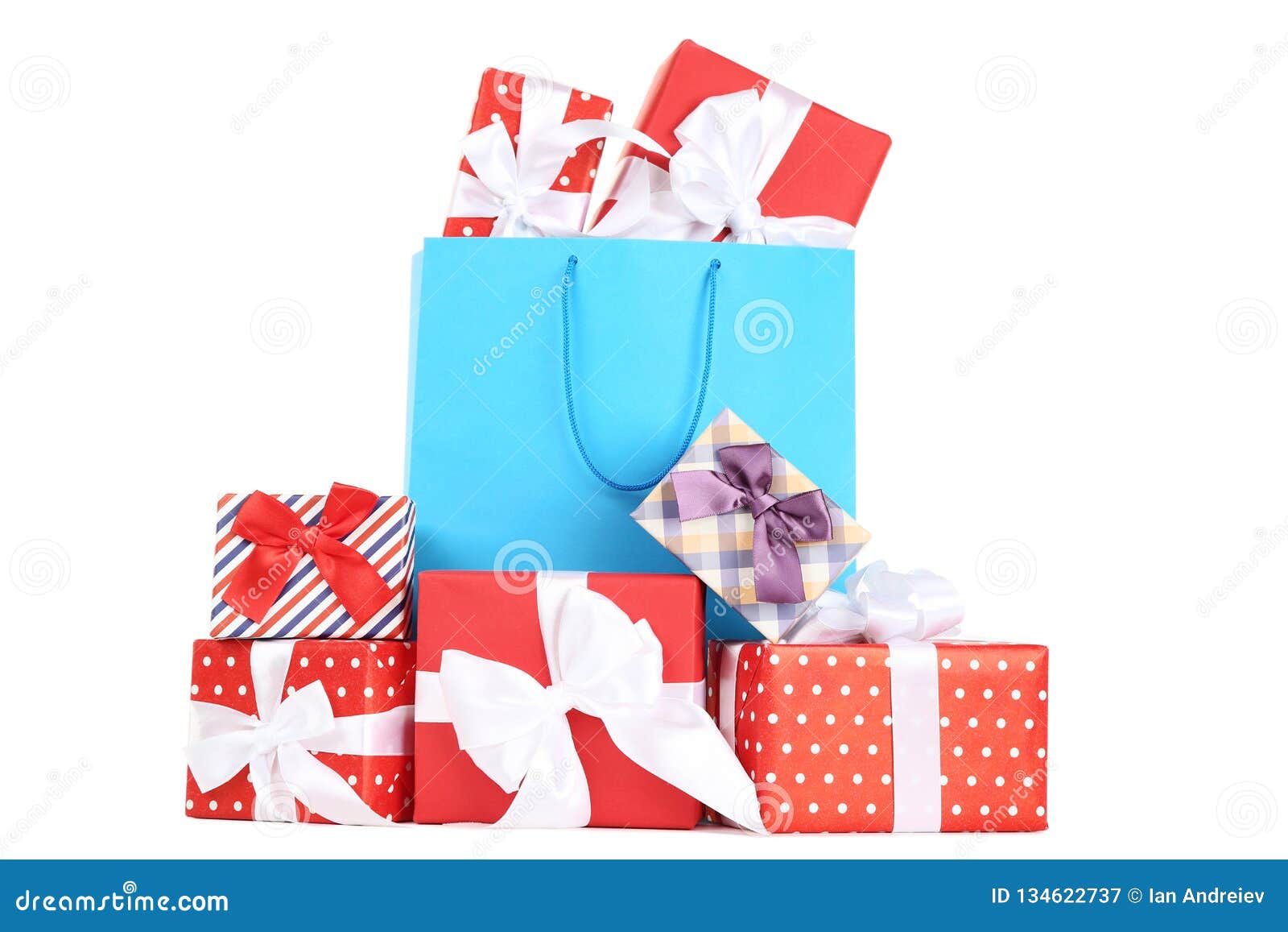 Shopping Bag with Gift Boxes Stock Image Image of gift, holiday 134622737