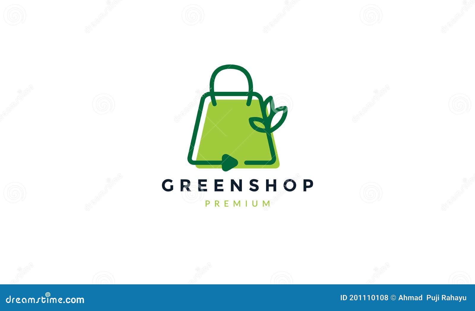 Shopping Bag with Green Leaf Line Abstract Logo Icon Vector Design