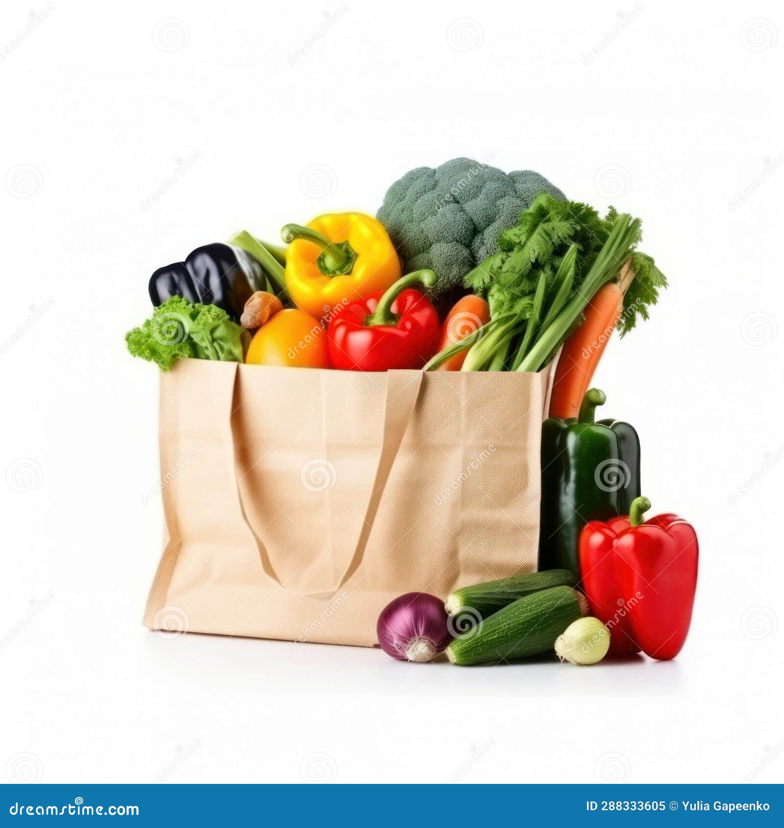 Shopping Bag with Groceries Isolated Stock Image Image of fruit