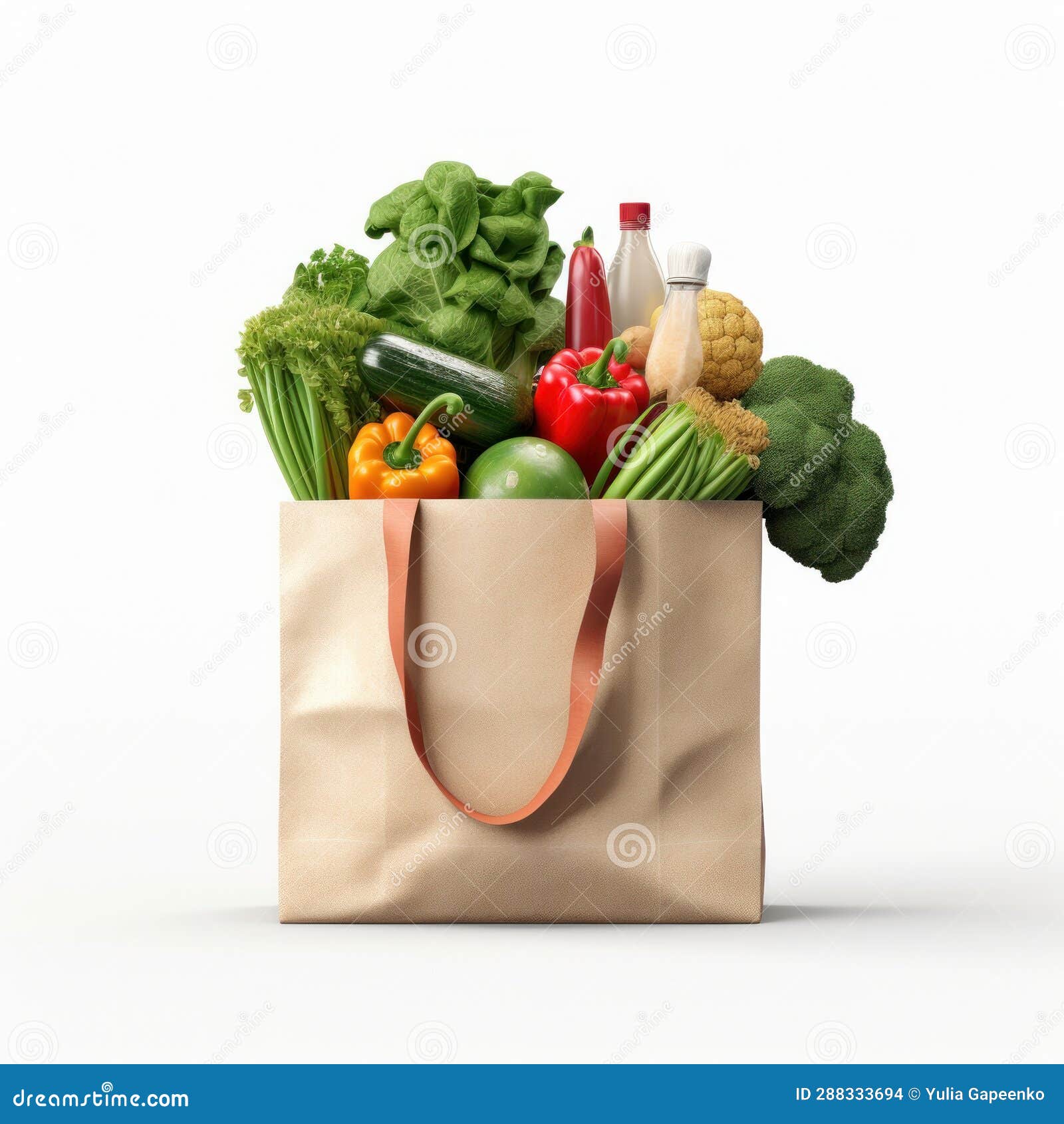 Shopping Bag with Groceries Isolated Stock Photo Image of paper